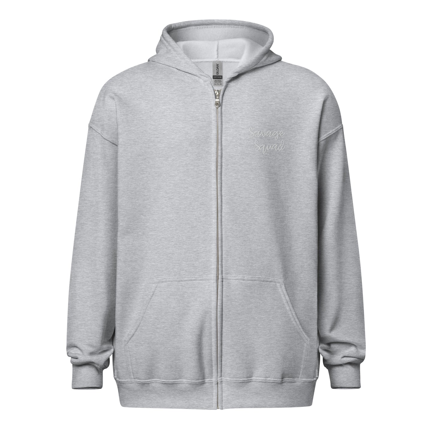 Embroidered Savage Squad Zip Up Hoodie